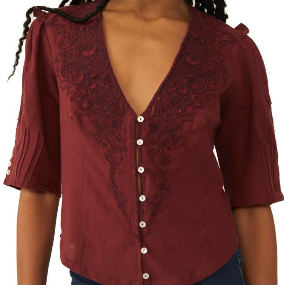 NWT Free People Laurie Blouse